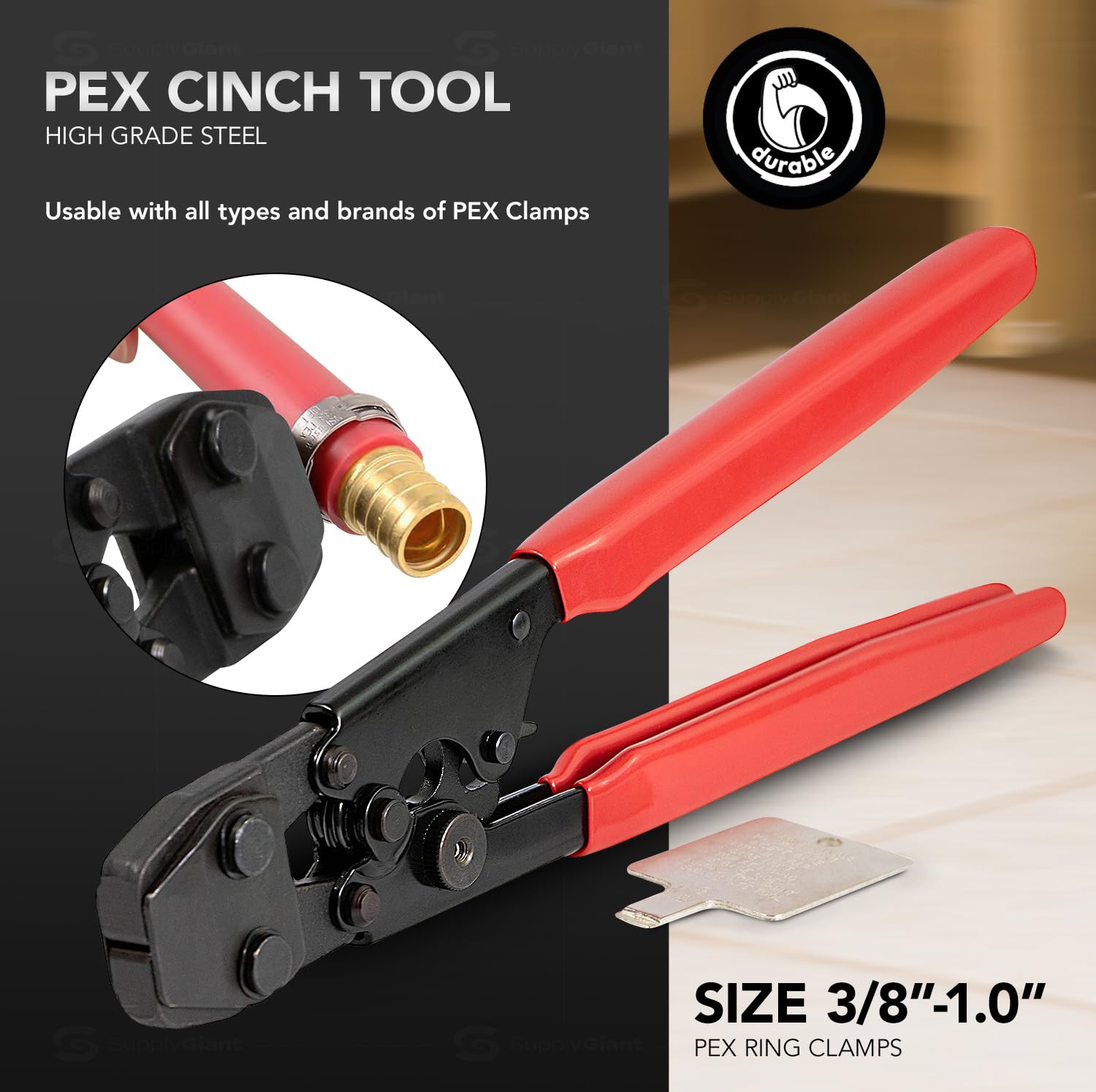 Professional Plumbing Kit with Crimper Tool, Cutter, Brass Fittings & Clamps - 1/2