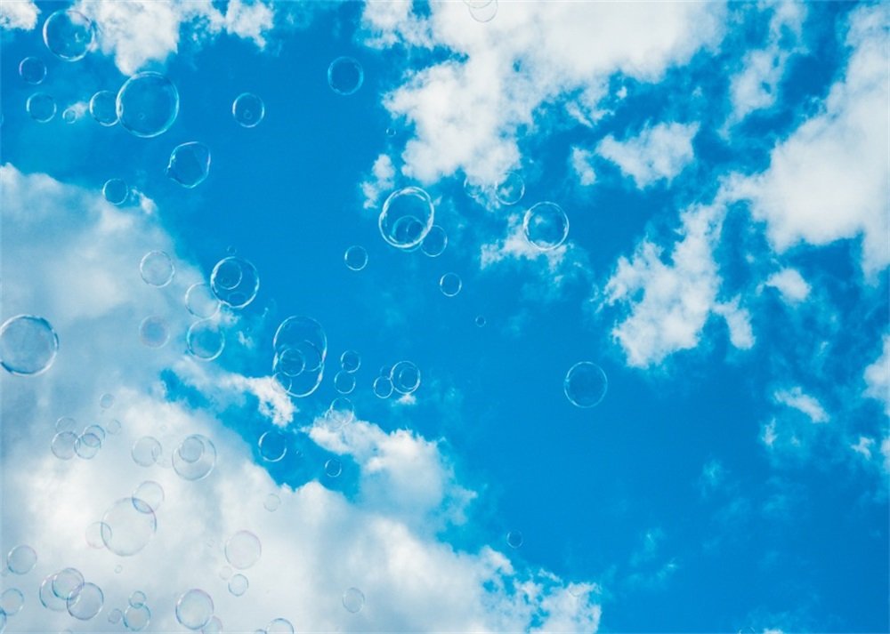 Leowefowa 7X5FT Sparkling Sequin Bokeh Photography Backdrop - Blue Sky White Clouds Nature Landscape Vinyl Background for Photo Studio, Kids & Adults Portraits | Perfect for Birthday Parties, Baby Showers & Wedding Photography