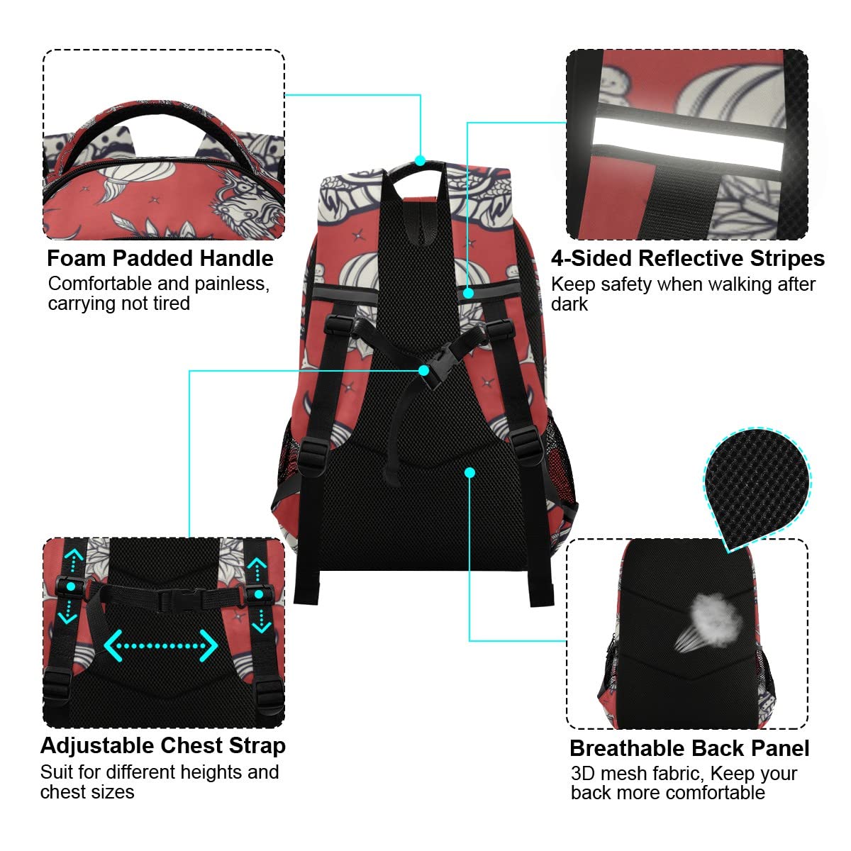 ALAZA Chinese Dragon Myth Backpack - Stylish Laptop Bag for Women & Men, Fits 13 14 15.6 Inch Notebooks & Tablets, Perfect for School, Work & Travel