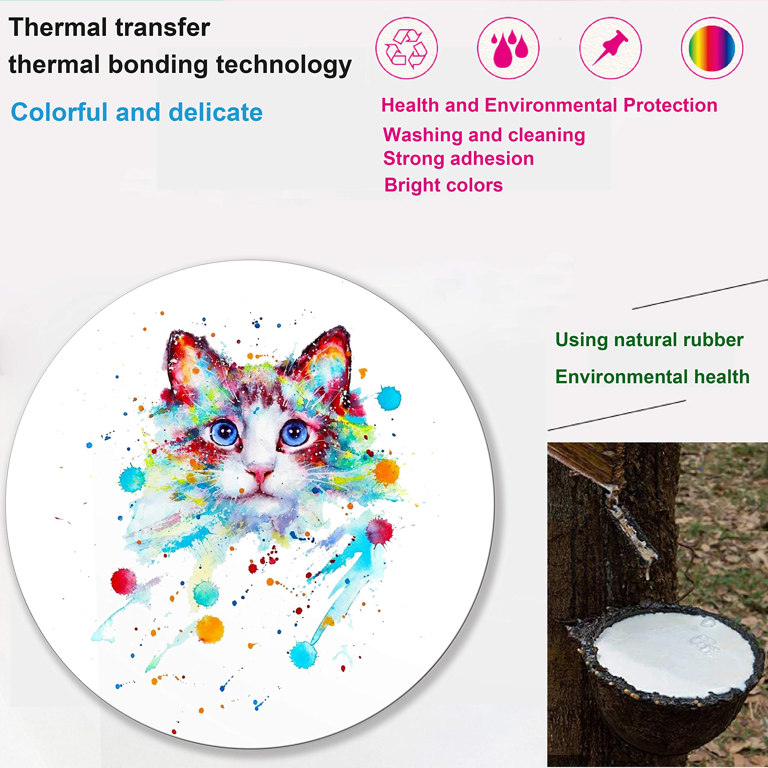 Custom Watercolor Cat Mouse Pad - Round Non-Slip Computer Mousepad with Personalized Design for Office & Gaming Desktops | Perfect Gift for Cat Lovers & Home Office Setup