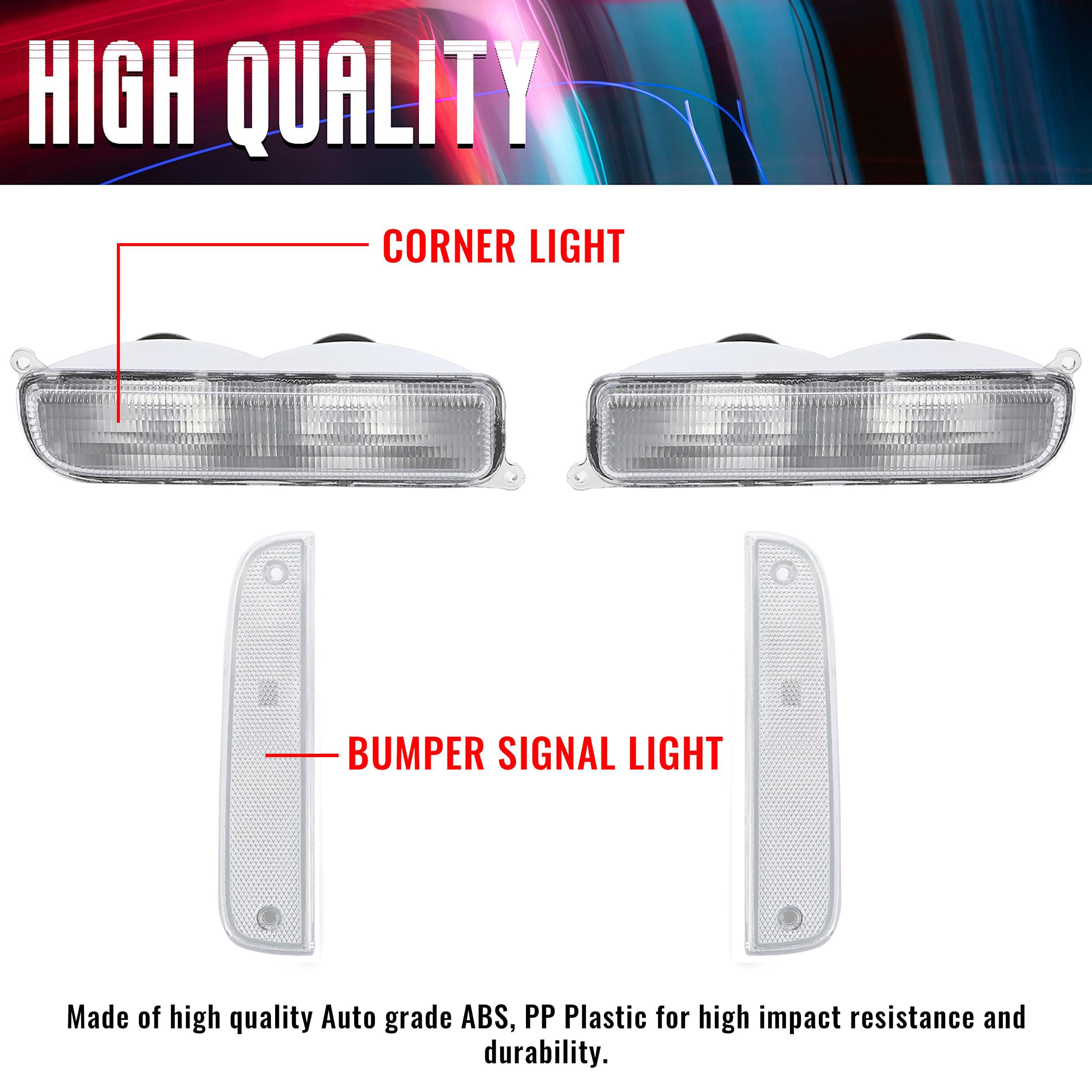 ECOTRIC Clear Corner Lights & Bumper Signal Lights Compatible with 1997-2001 Jeep Cherokee XJ - 4Pcs Replacement for Enhanced Visibility & Style (Off-Road, Night Driving, Custom Builds)