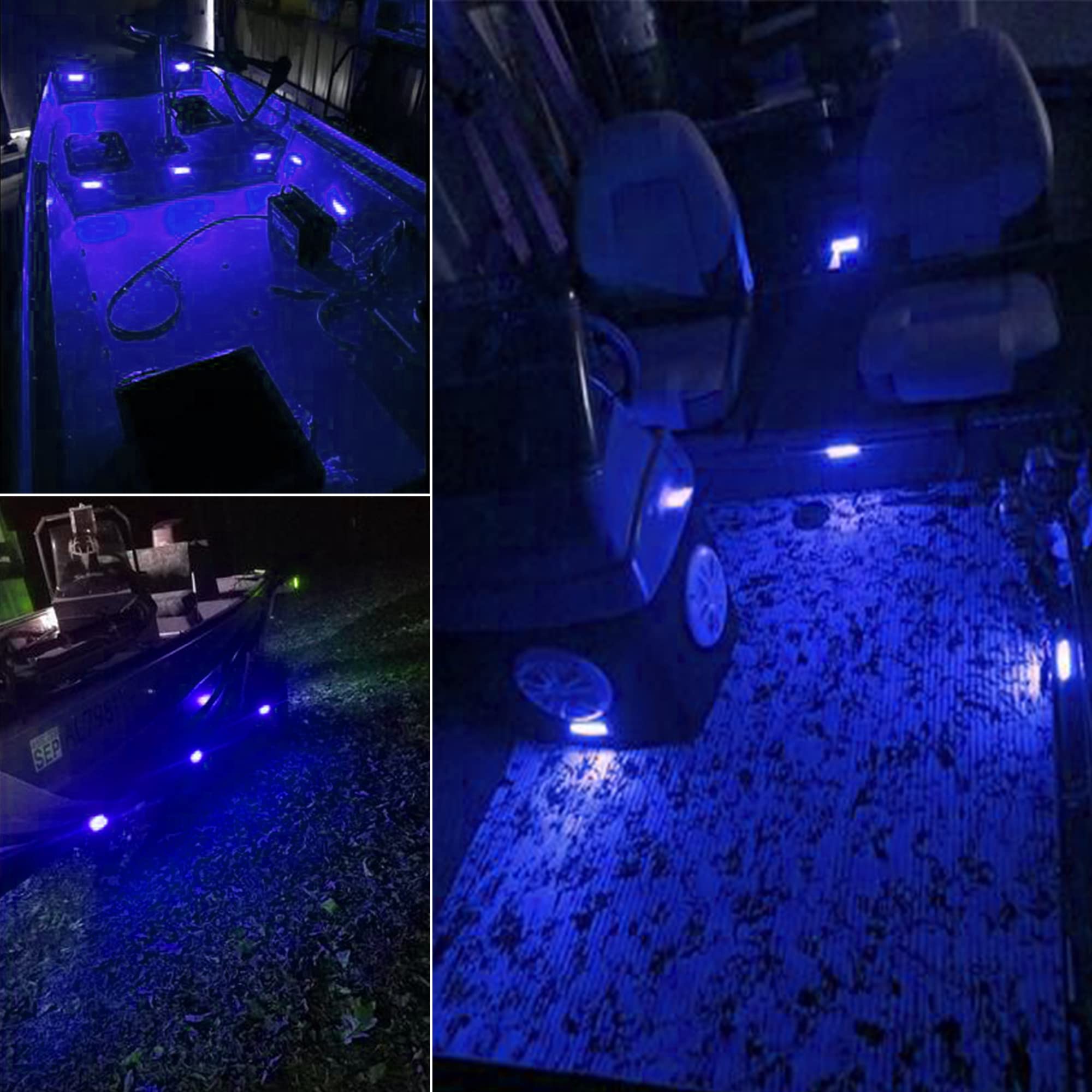 6Pcs Waterproof Blue LED Marine Boat Interior Lights - 12V/24V for Pontoon, Kayak, Yacht, Sailboat & Bass Boat - Perfect for Night Fishing & Cabin Lighting