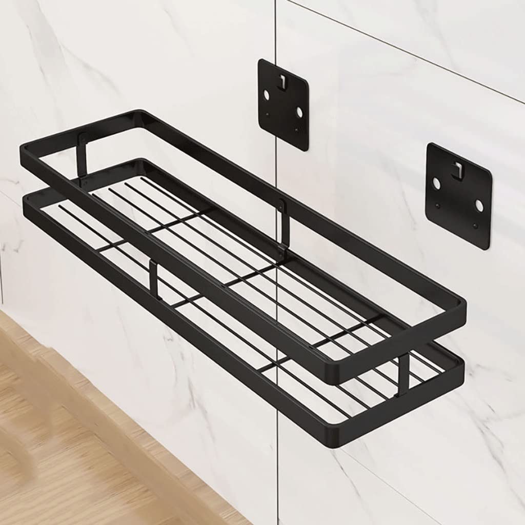 Black Wall Mount Spice Jar Rack Organizer - Kitchen Cabinet Shelf Storage for Spices, Jars & Gadgets - Space Saving Solution for Small Kitchens & Pantries