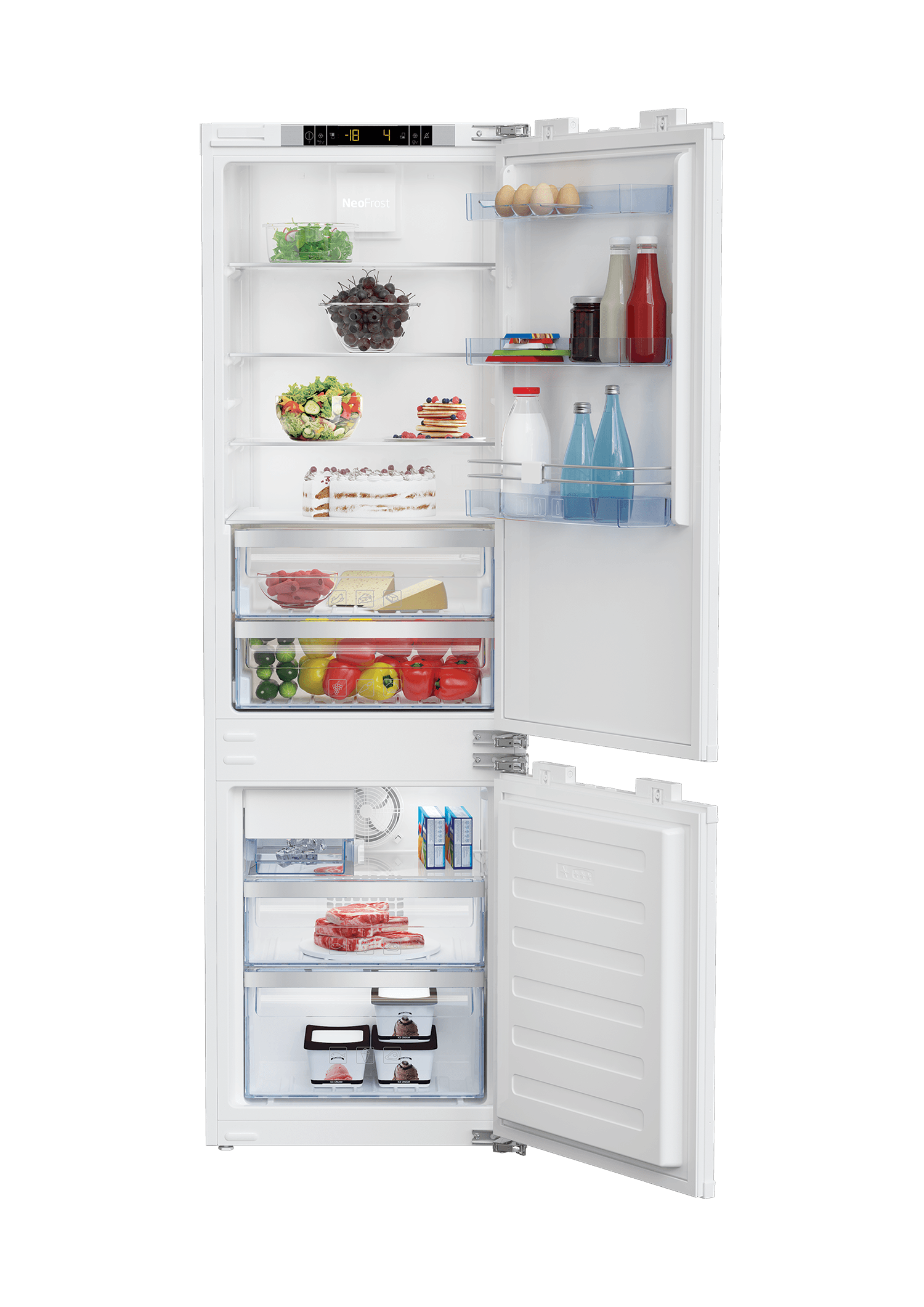 Beko BBBF2410IM 22 Inch Built-In Bottom Freezer Refrigerator with Automatic Ice Maker - Perfect for Modern Kitchens and Entertaining