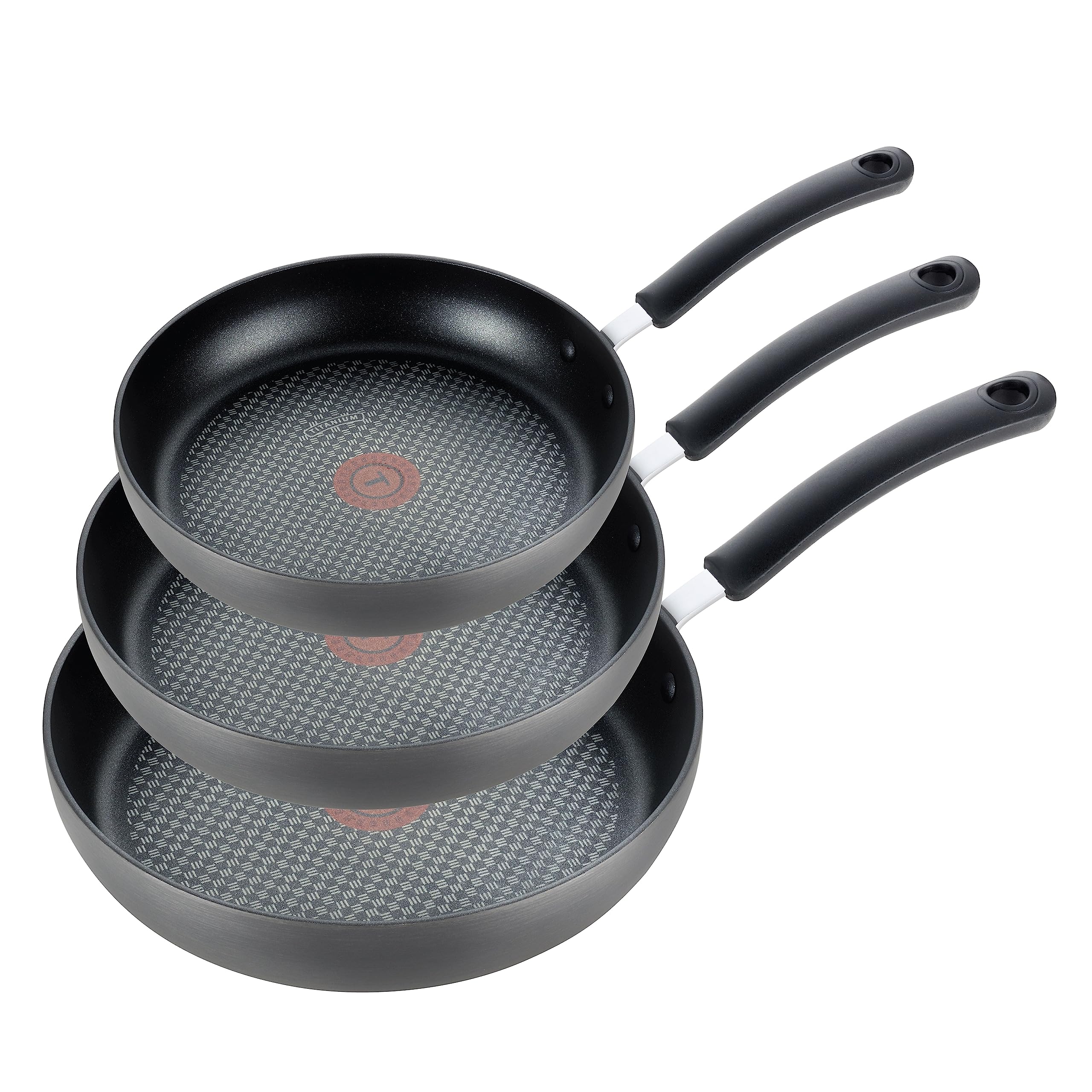T-fal Ultimate Hard Anodized Nonstick Fry Pan Set - 3 Piece (8, 10.25 & 12 Inch) - Oven & Broiler Safe Up to 400°F - Dishwasher Safe - Black Non Stick Cookware for Sautéing, Frying & Baking - Perfect for Home Chefs & Professional Kitchens