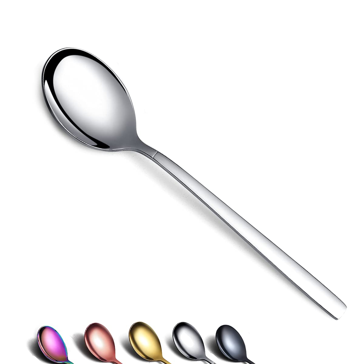6-Piece Berglander Stainless Steel Dinner Spoon Set - Modern Shiny Soup & Table Spoons, Dishwasher Safe - Perfect for Restaurants, Home Dining & Gifts