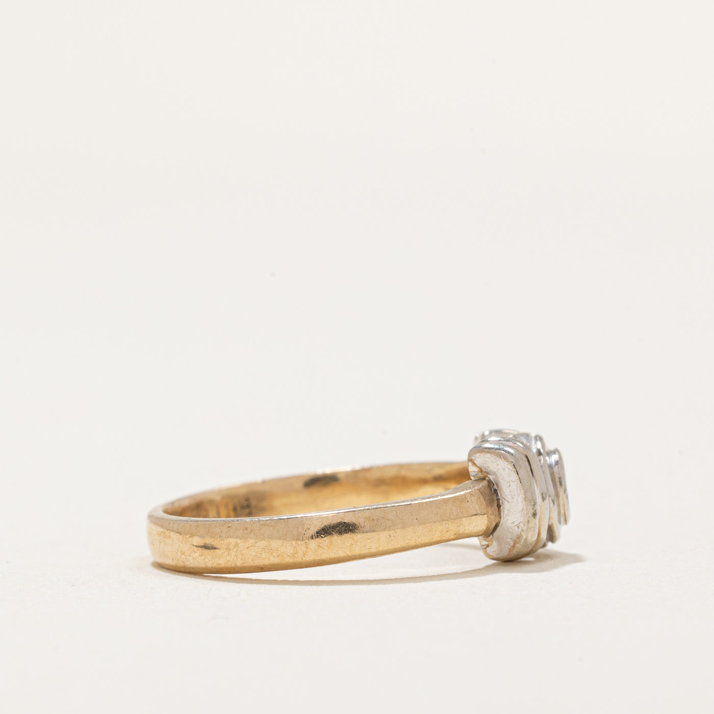 0.04ct Bezel Set Diamond Two Tone Gold Ring - Size 4.5 - Elegant Wedding Band, Anniversary Gift for Her, Perfect for Everyday Wear & Special Occasions
