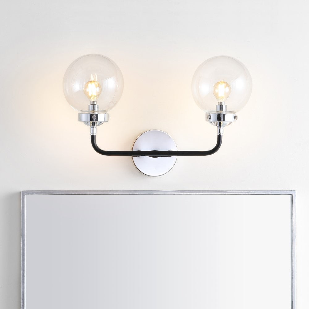 Caleb Brass Vanity Wall Sconce with Clear Glass Shade - Elegant Bathroom Lighting for Mirror, Vanity, and Dressing Area