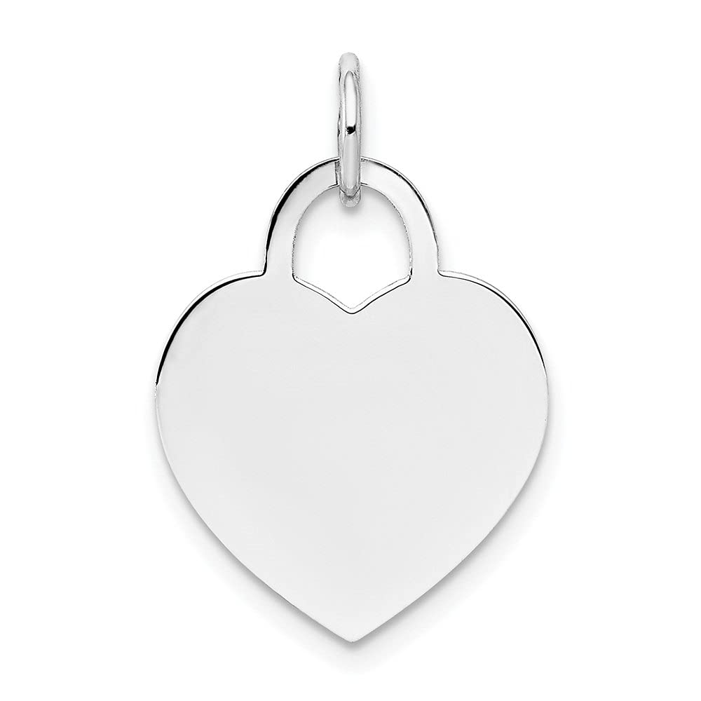 14K White Gold Engravable Heart Charm Pendant for Women - Personalized Fine Jewelry Gift for Anniversary, Valentine's Day & Special Occasions