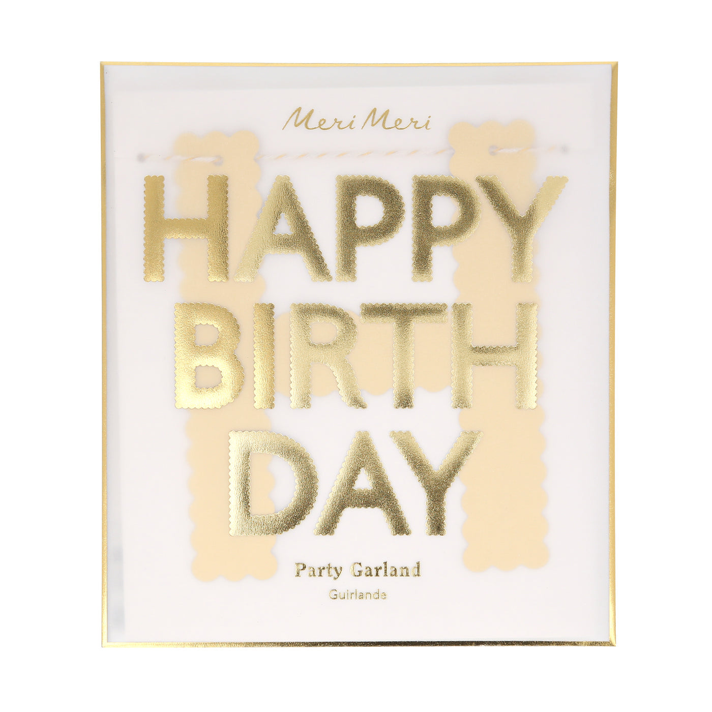 Gold Scallop Happy Birthday Garland - Elegant Party Decor for Birthdays, Baby Showers & Celebrations | Perfect for Home, Office & Event Decorations