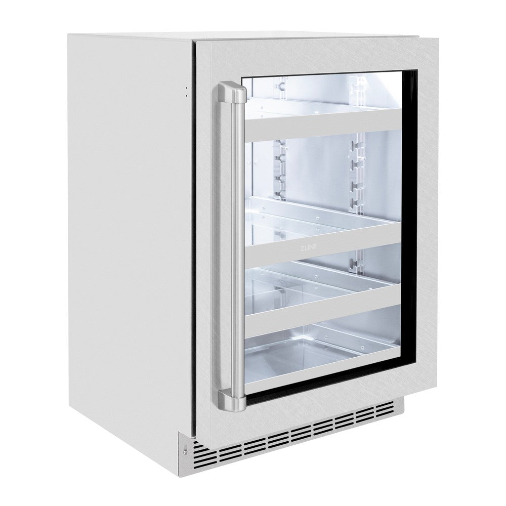 ZLINE 24 Inch Stainless Steel Beverage Refrigerator with Glass Door - Compact Drink Cooler for Soda, Beer & Wine - Perfect for Home Bar, Kitchen or Office (Model RBSO SN 24)