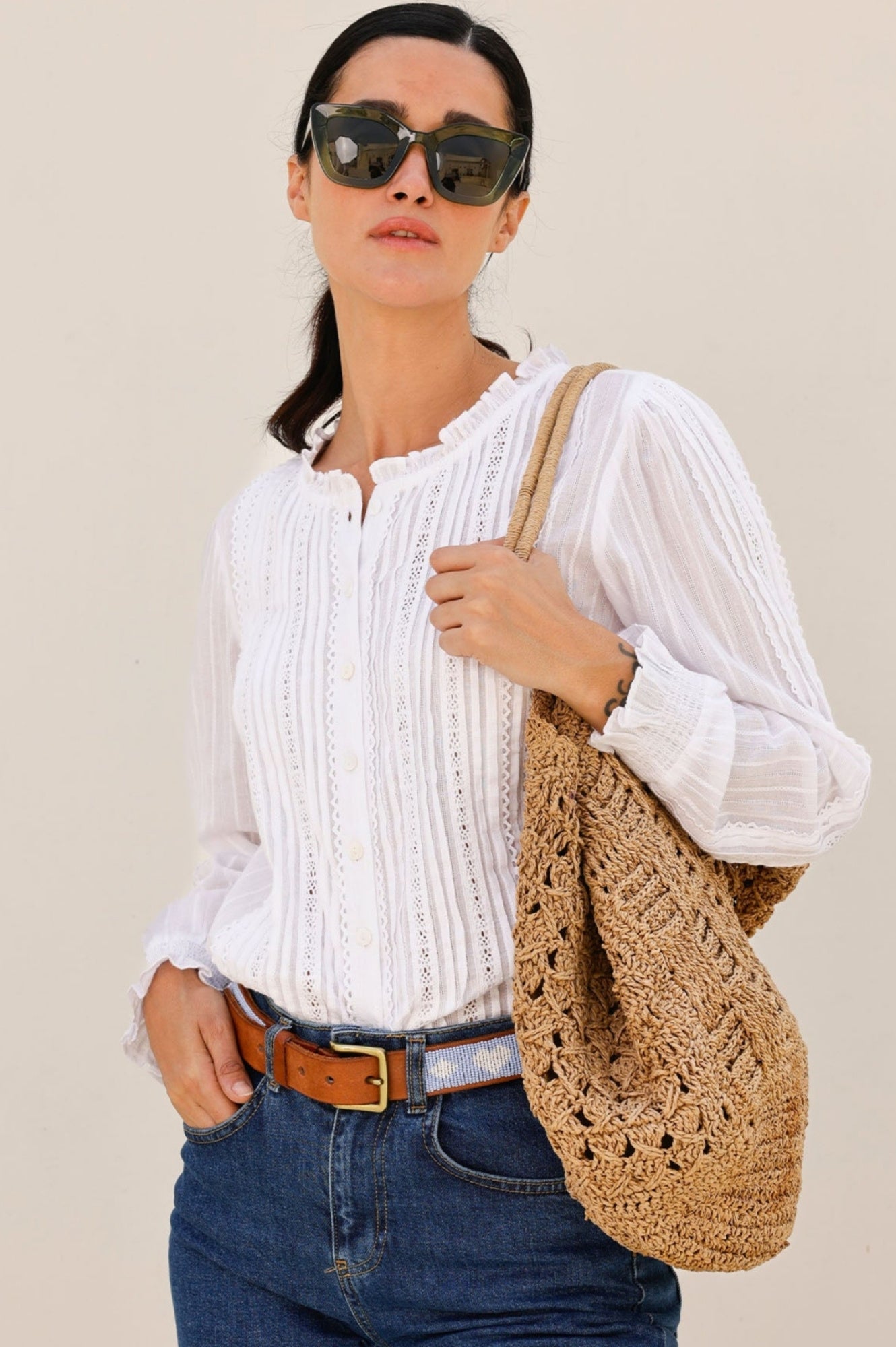 Elegant Vienna Long Sleeve Blouse for Women - Classic White Button-Up Shirt for Office, Business Casual & Formal Occasions