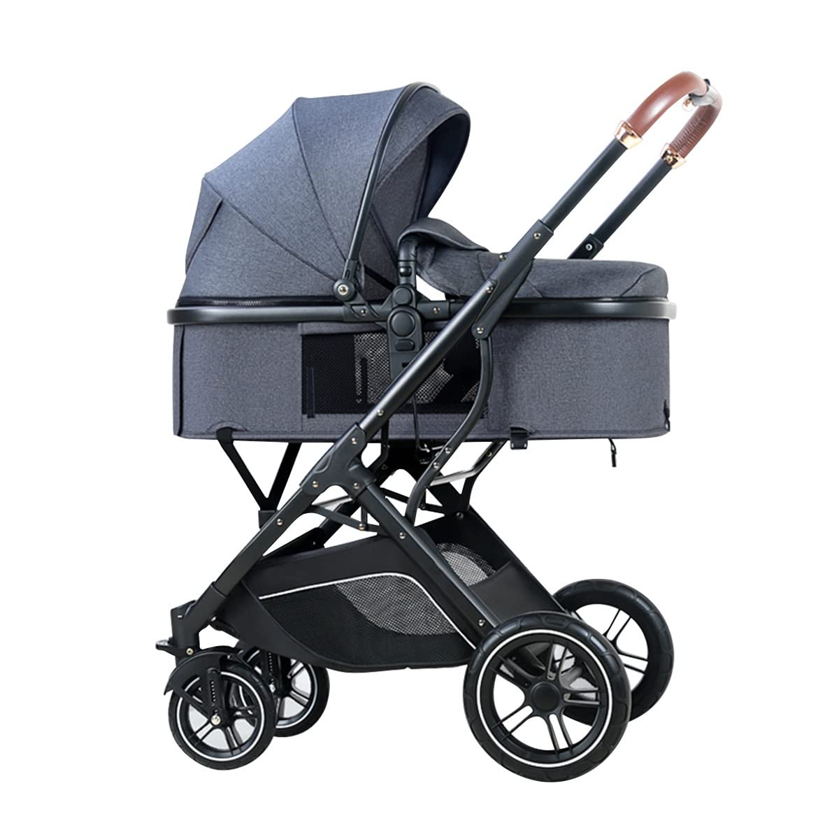 Lightweight Compact Baby Stroller with Adjustable Canopy & Reversible Bassinet - Portable Travel Pushchair with Mosquito Net & Foot Cover (Dark Grey) | Perfect for Newborns, Shopping, and Outdoor Walks