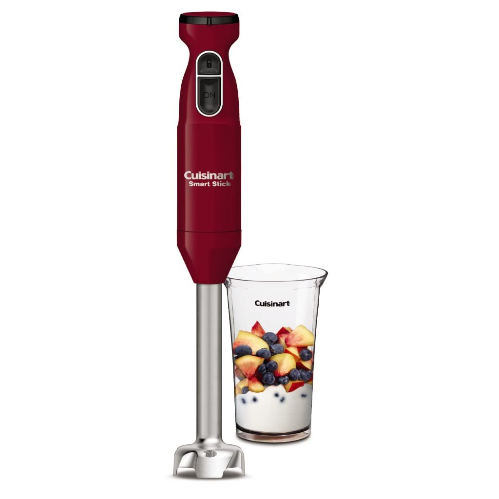 Cuisinart Smart Stick 2-Speed Immersion Hand Blender - Powerful 250W Motor for Smoothies, Soups, Sauces & Baby Food - Easy to Clean & Store - Perfect for Kitchen, Camping & Small Spaces (Red, CSB-175RP1)
