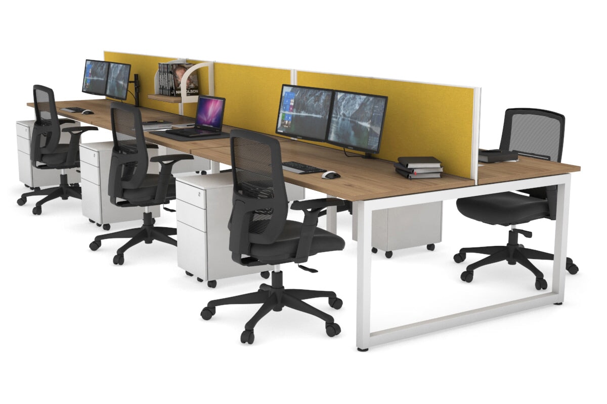 Quadro Loop Legs 6-Person Office Workstation Desk - 1400L x 700W Dimensions - Perfect for Collaborative Workspaces & Team Projects