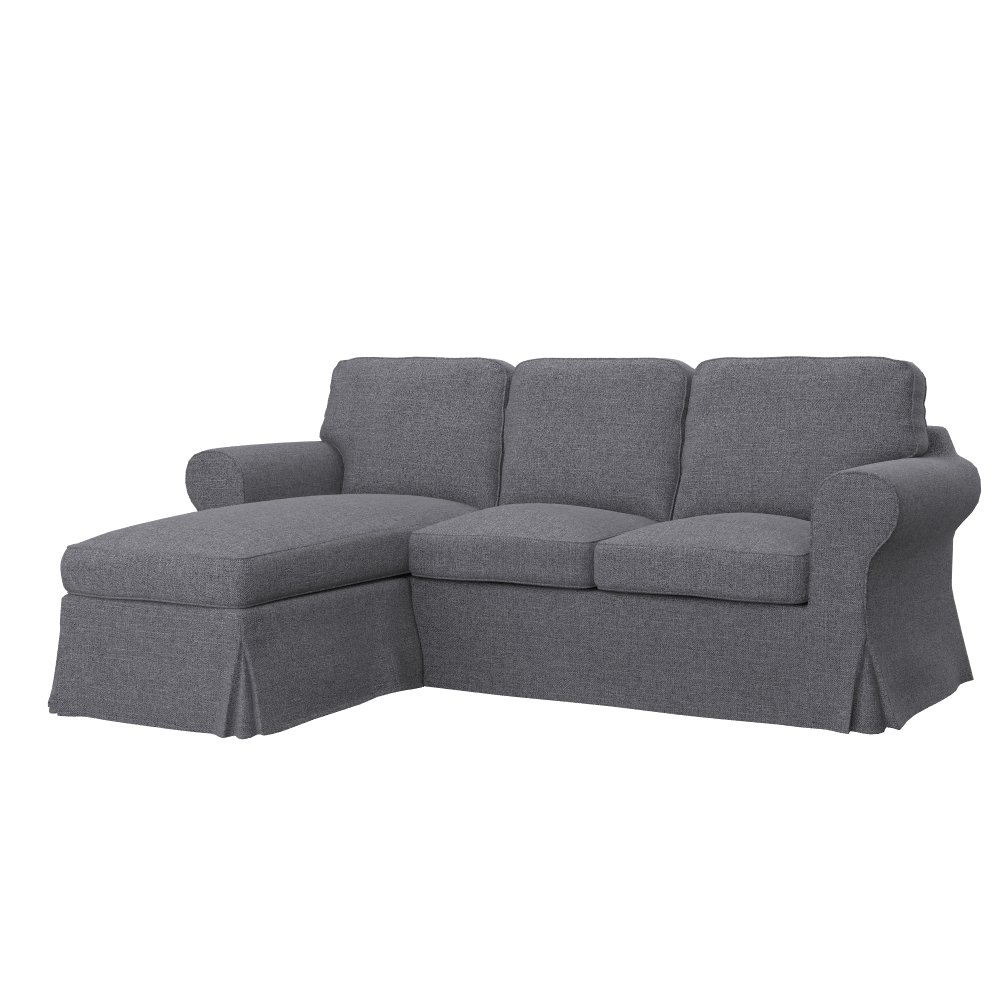 Replacement Compatible Cover for Ektorp 2-Seat Sofa with Chaise Longue - Washable Slipcover in Natural Grey Fabric - Perfect for Living Room, Bedroom & Home Decor