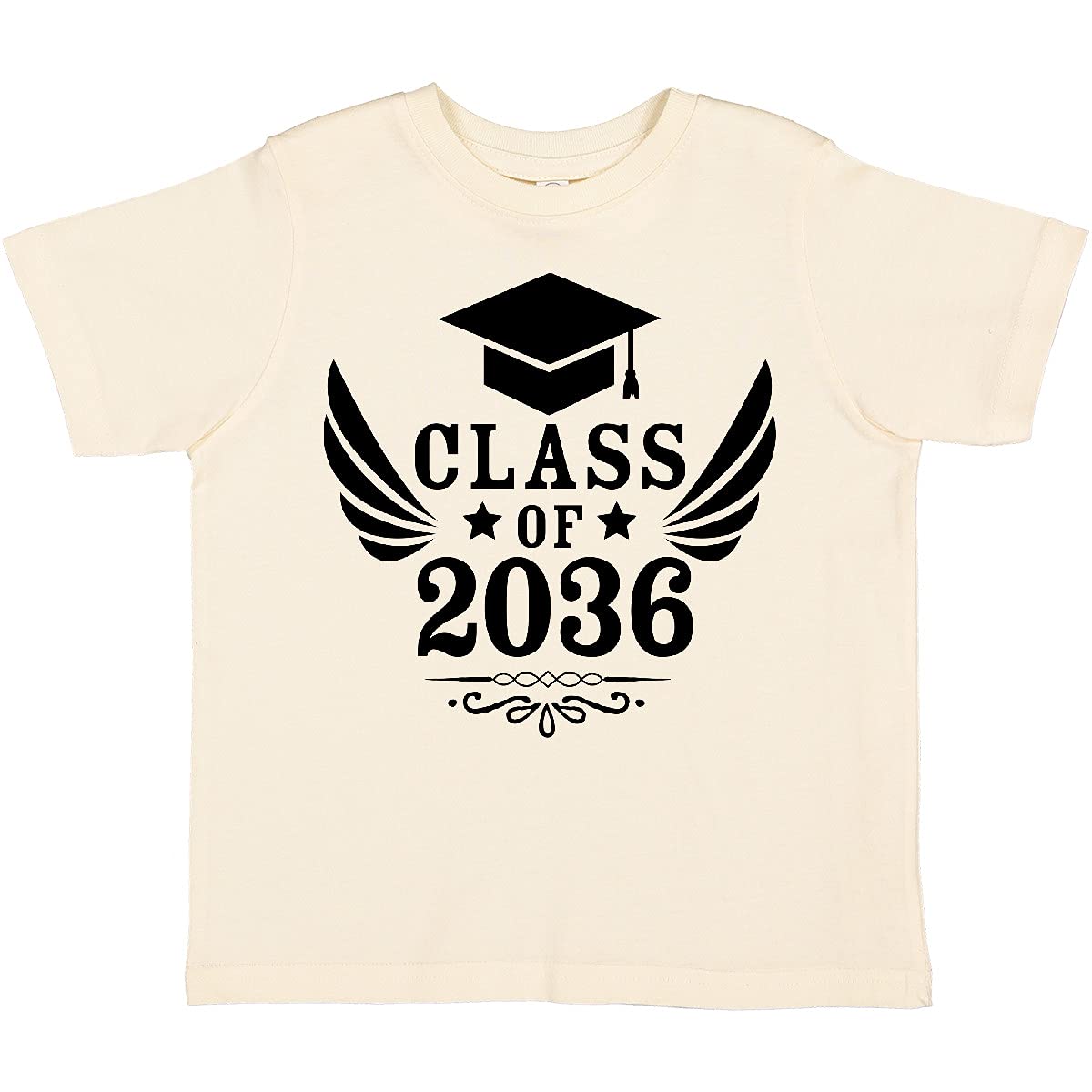 Inktastic Class of 2036 Graduation Cap & Wings Toddler T-Shirt - Cute Baby Graduation Outfit for Preschool & Kindergarten Celebrations