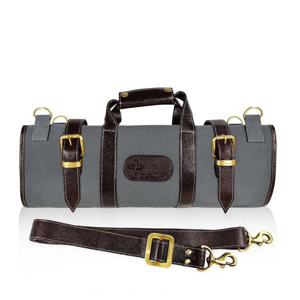 Boldric BOCK106 17-Pocket Abalone Canvas Knife Roll Bag - Perfect for Chefs, Butchers & Culinary Professionals