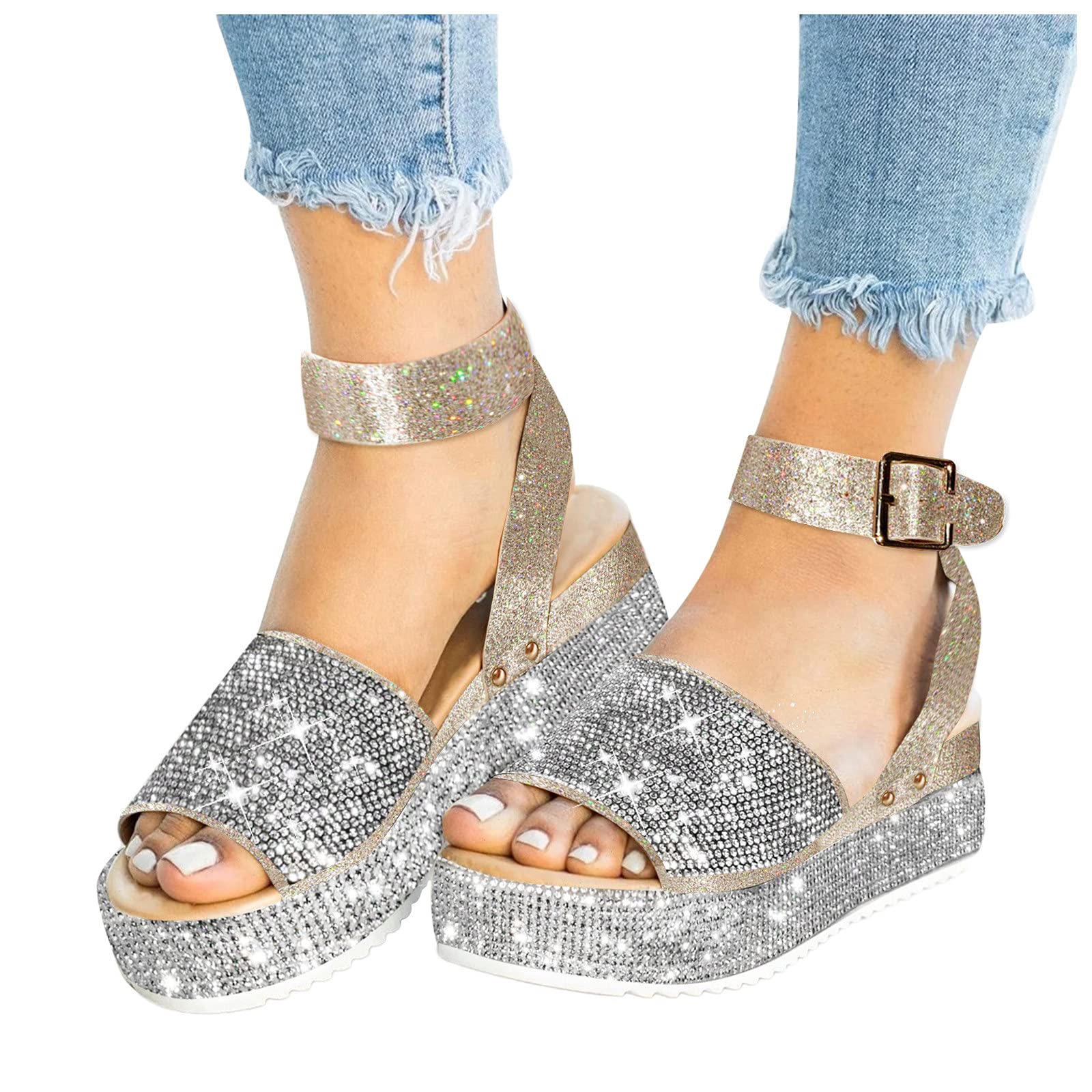 NOLDARES Women's Casual Summer Sandals - Open Toe Strappy Wedge Espadrille Platform Sandals for Beach, Vacation & Everyday Wear