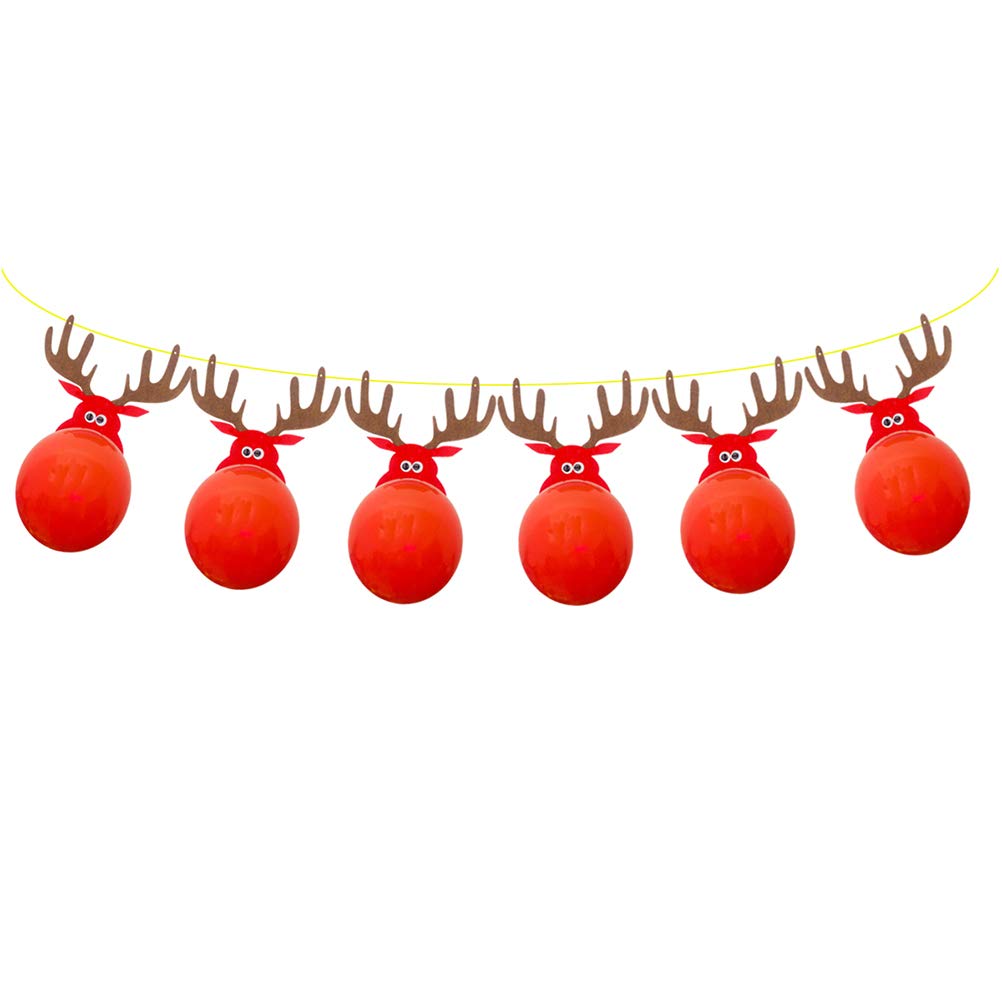 BESPORTBLE Elk Banner Hanging Garland - 6pcs 12 Inch Christmas Balloon Decorations for Holiday Party, Xmas Tree & Home Decor