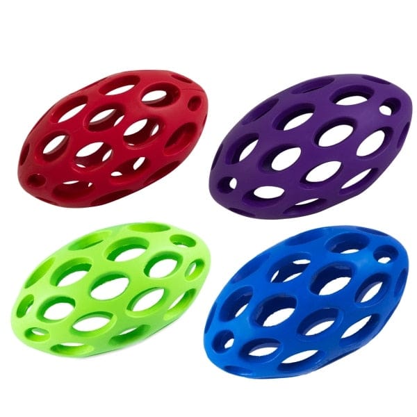 JW Pet Hol-ee Football Rubber Dog Toy - Durable Chew Toy for Small & Large Dogs, Interactive Fetch & Tug-of-War Play - Perfect for Indoor & Outdoor Use