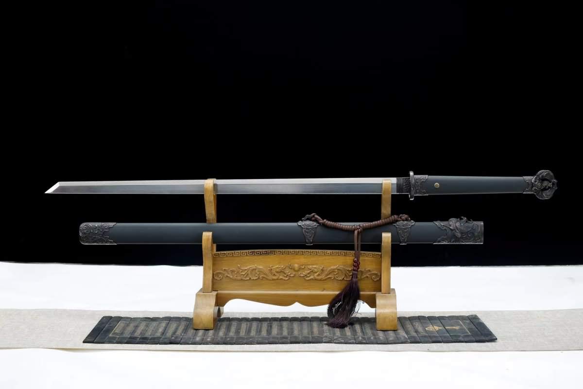 Authentic Hand-Forged Damascus Steel Chinese Han Dao Sword - Full Tang Blade with Alloy Scabbard - 41 Inch Martial Arts Sword for Collectors & Gifts - Perfect for Display, Cosplay, and Traditional Chinese Martial Arts Training