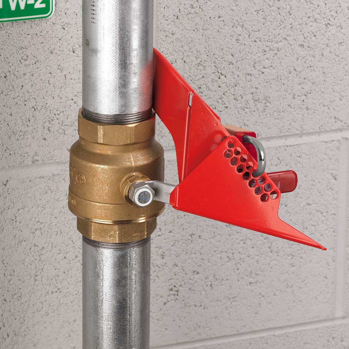 Red Metal Ball Valve Lockout Device - Safety Lockout Tagout (LOTO) for Industrial & Plumbing Use