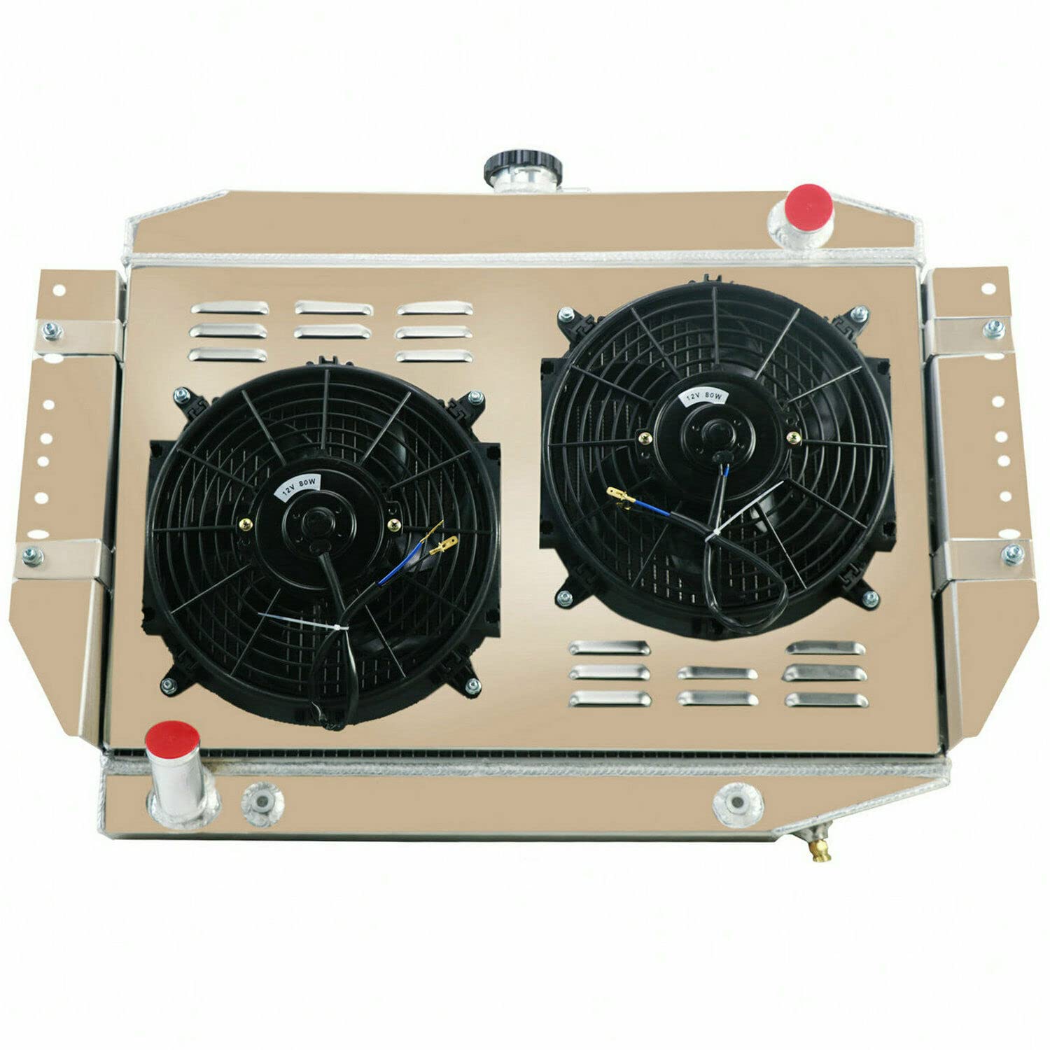 Alloyworks Jeep Radiator - 3 Row Full Aluminum Radiator with Shroud Fan & Relay Kit for 1972-1979 Jeep Wagoneer Cherokee J10 J20 J-2500 J-2600 J-4500 J-4600 J-4700 J-4800 5.9L/6.6L V8 Engines - Perfect for Off-Roading & Classic Jeep Restoration