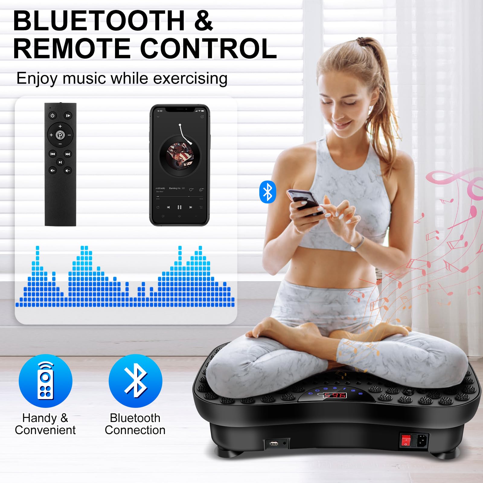 Whole Body Vibration Plate Exercise Machine for Weight Loss & Muscle Toning - Portable Vibration Platform Trainer with Lymphatic Drainage - Home Gym Equipment for Fitness, Body Shaping & Recovery - Perfect for Home Workouts, Physical Therapy & Post-Exercise Recovery