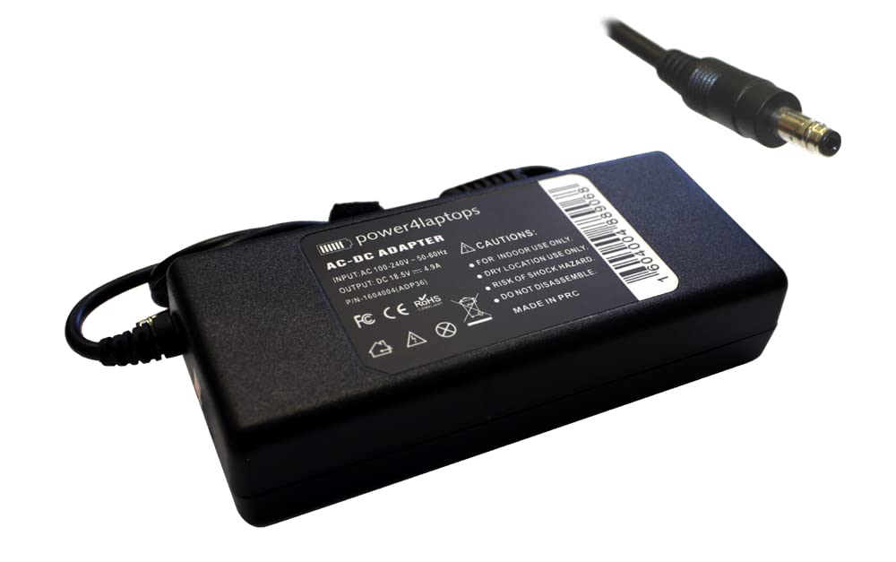 Power4Laptops AC Adapter Laptop Charger for Compaq Presario V1002AD - 60W Power Supply Cord with LED Indicator - Perfect for Home, Office & Travel Use