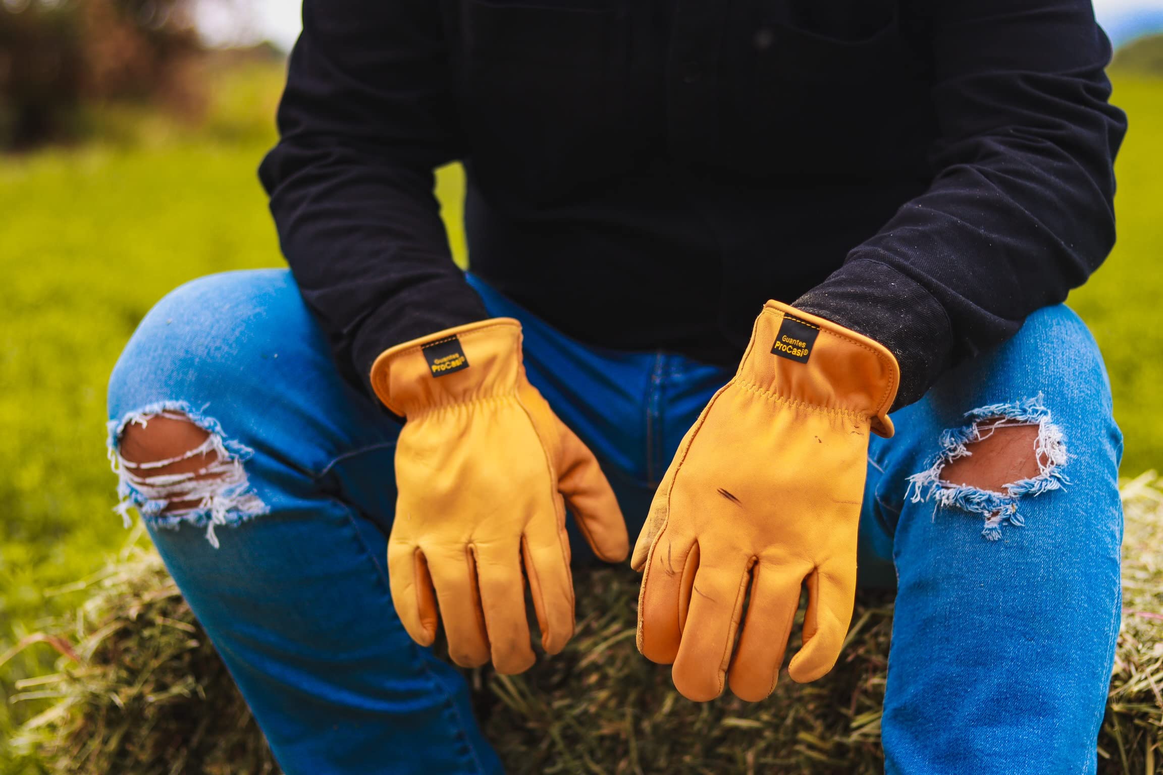 Premium Reinforced Leather Work Gloves - Durable Cowhide for Construction, Gardening & Outdoor Activities - Heavy Duty Protection for Hands