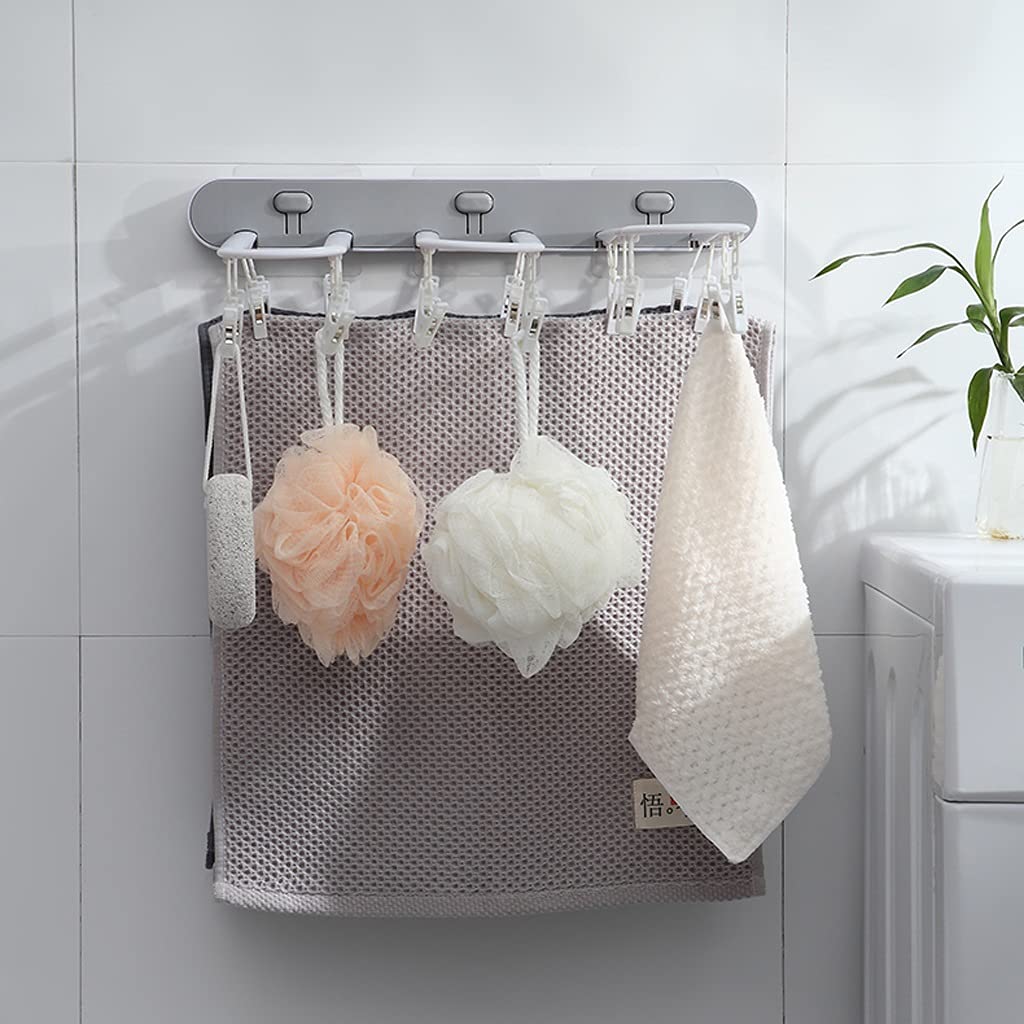 Foldable Clothes Drying Rack with 24 Clips - Perfect for Socks, Underwear, Bras, Baby Clothes, Hats, Scarves, Towels & Gloves - Space Saving Laundry Organizer for Small Apartments & Dorms (Black)