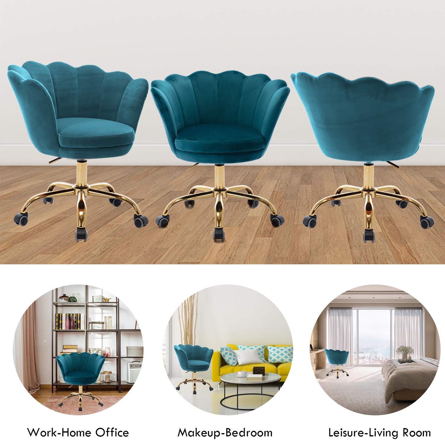 Ergonomic Modern Home Office Swivel Chair - Adjustable Height Shell Desk Chair with Upholstered Seat - Comfortable Computer Task Chair for Work, Study & Relaxation - Perfect for Office, Living Room, Bedroom & Small Spaces