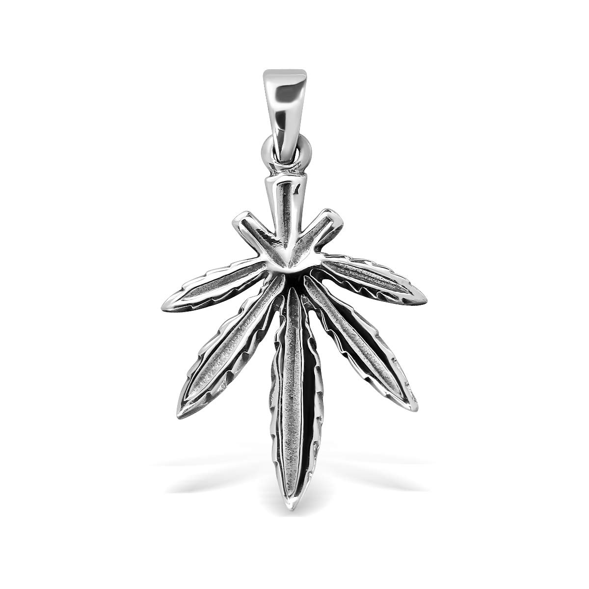 Sterling Silver Marijuana Leaf Pendant Necklace - 925 Silver Cannabis Weed Pot Leaf Jewelry for Men & Women - Perfect for 420 Gifts, Stoner Accessories & Hippie Fashion