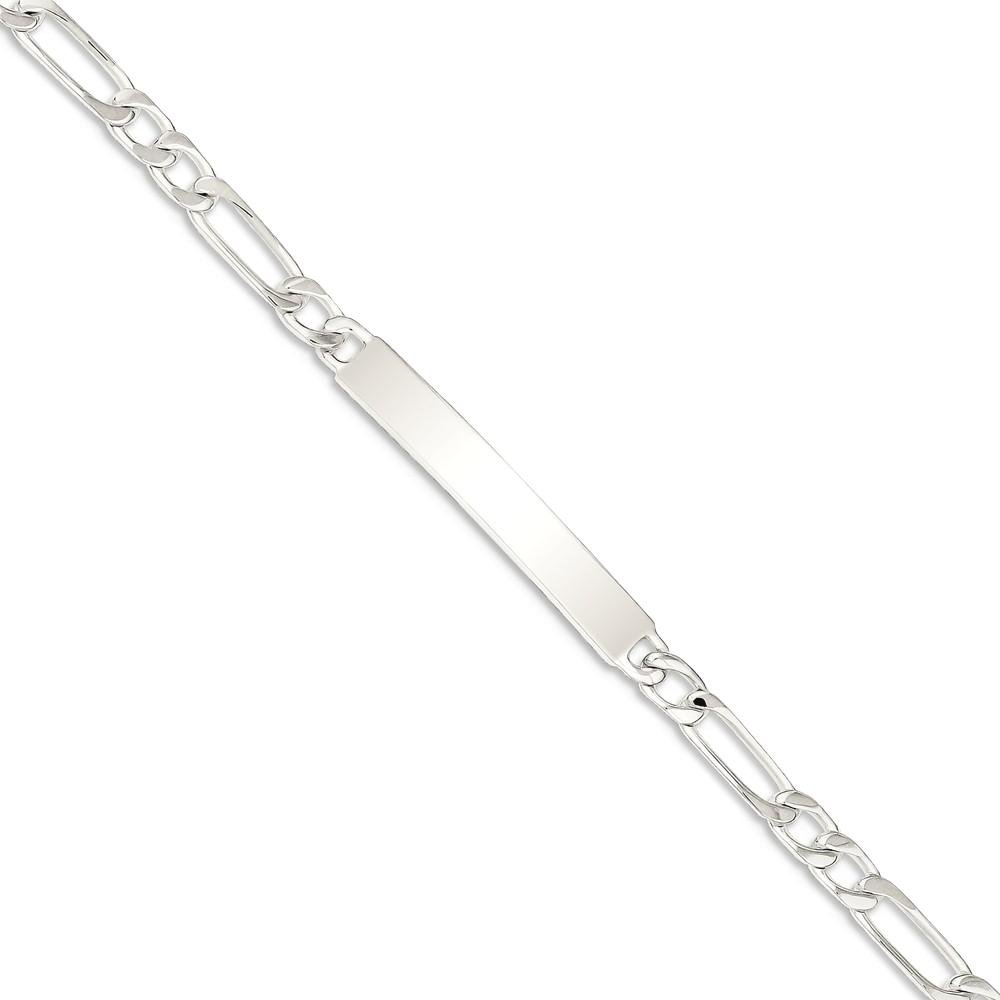 925 Sterling Silver Engraveable Figaro Link Name Bar ID Bracelet - Personalized Jewelry Gift for Women & Men - Perfect for Anniversaries, Birthdays & Special Occasions