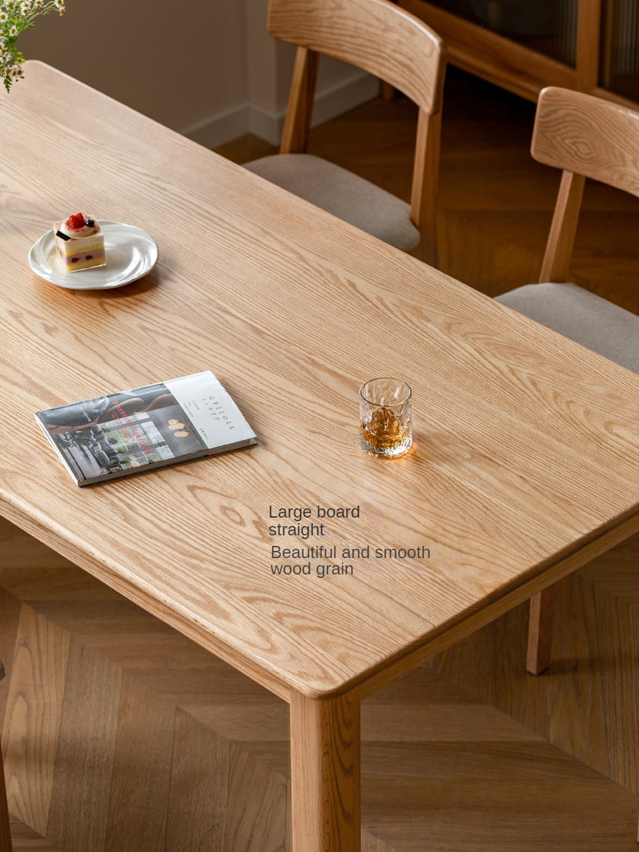 Solid Oak Wood Modern Dining Table - 6 Seater Rustic Farmhouse Style for Kitchen & Dining Room - Perfect for Family Gatherings & Dinner Parties