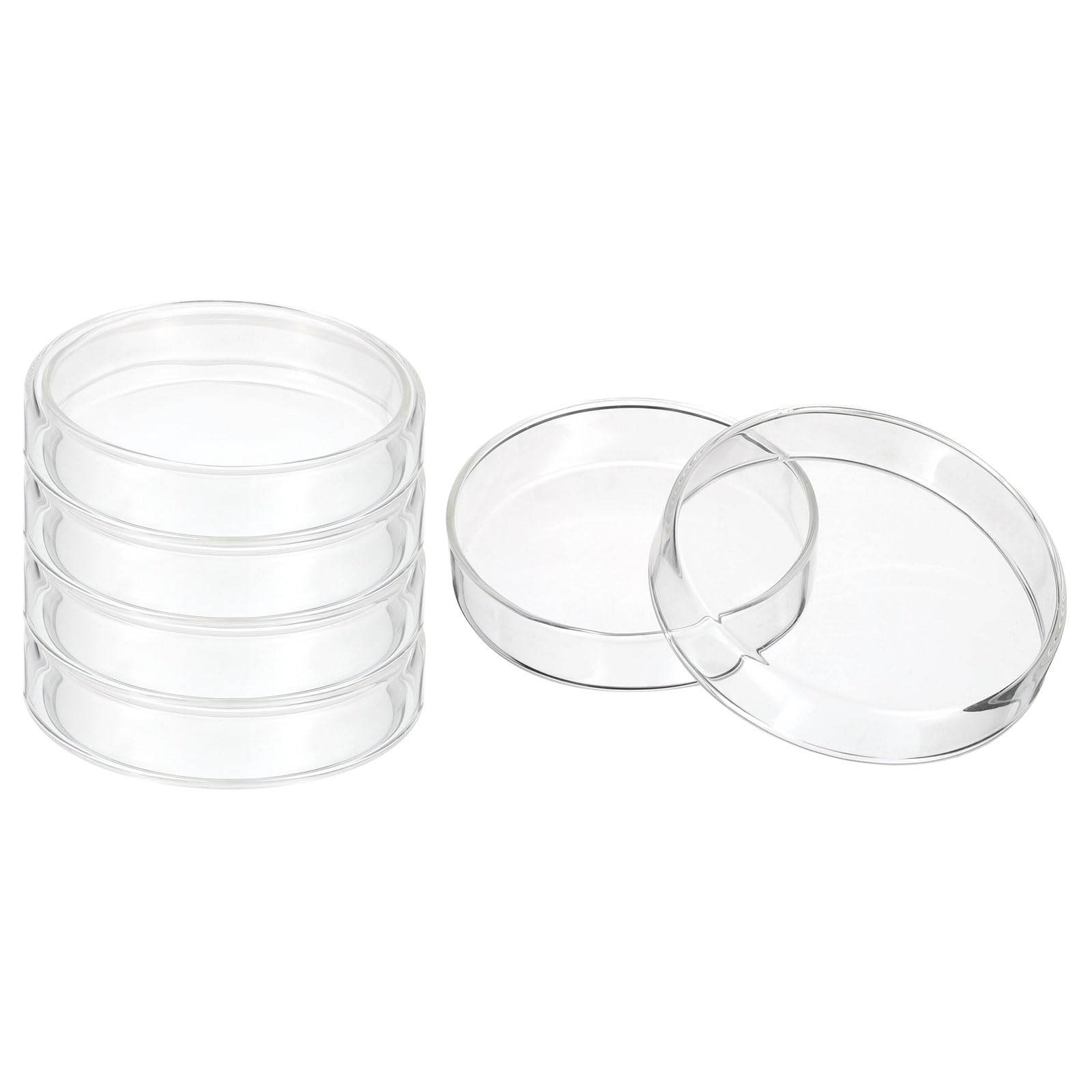 90mm High Borosilicate Glass Petri Dishes with Lids - 5 Pcs Lab Petri Plates for Science Experiments, Microbiology, Cell Culture & Classroom Use - Clear Borosilicate Glass
