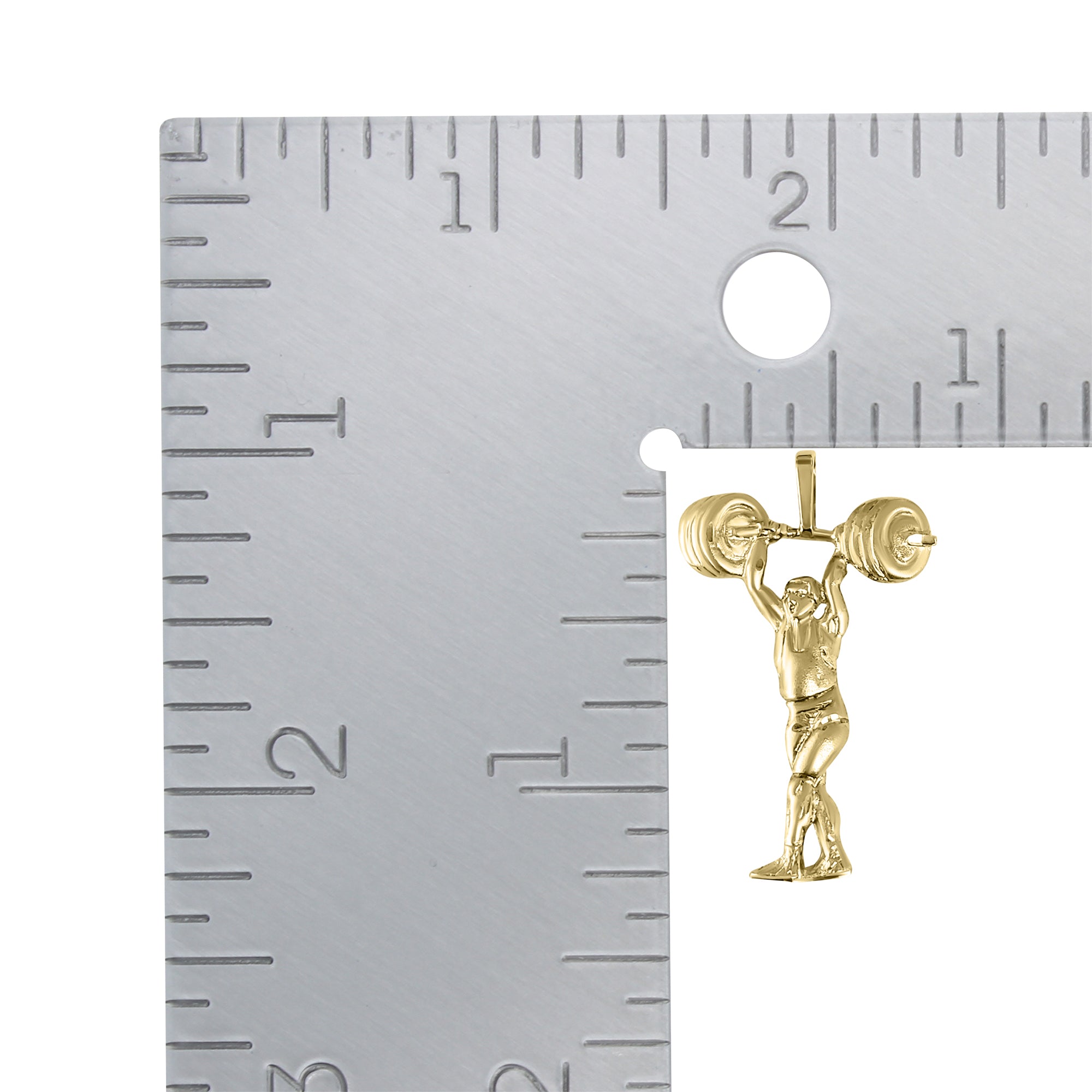 14k Yellow Gold Weightlifter & Bodybuilder Charm with Diamond Cuts - Perfect for Gym Enthusiasts & Fitness Jewelry Gifts