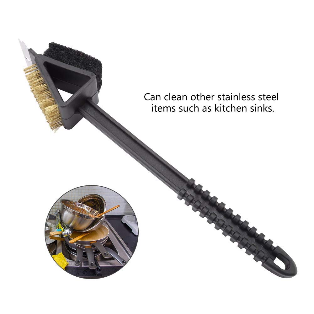 Stainless Steel Grill Brush with Long Handle - Heavy Duty BBQ Cleaning Brush for Grill Grates, Barbecue & Kitchen Tools - Perfect for Outdoor Cooking, Camping & Backyard BBQs