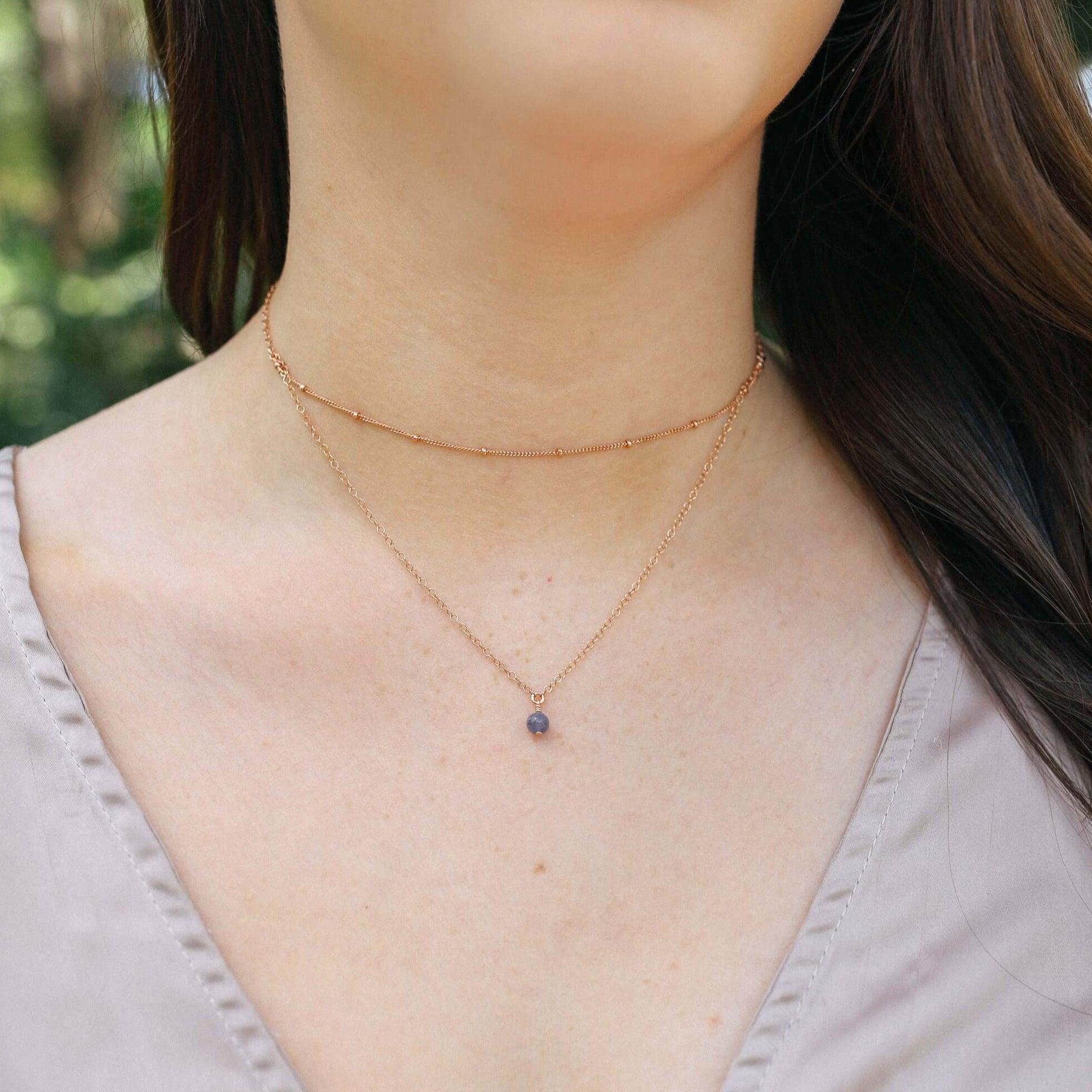 Tanzanite Gemstone Layered Choker Necklace for Women - Elegant Dainty Chain Jewelry for Party, Wedding & Everyday Wear