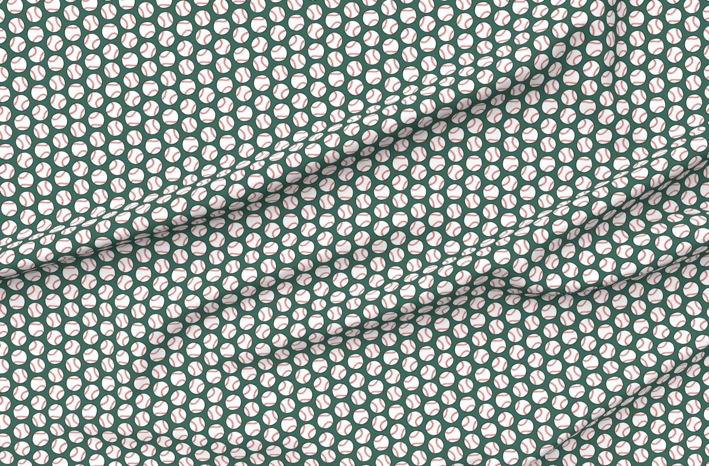 Baseball Sport Team Printed Velvet Upholstery Fabric - Pine Green Play Ball Design for Home Decor, Apparel & DIY Projects | Fat Quarter for Sewing, Quilting & Crafts