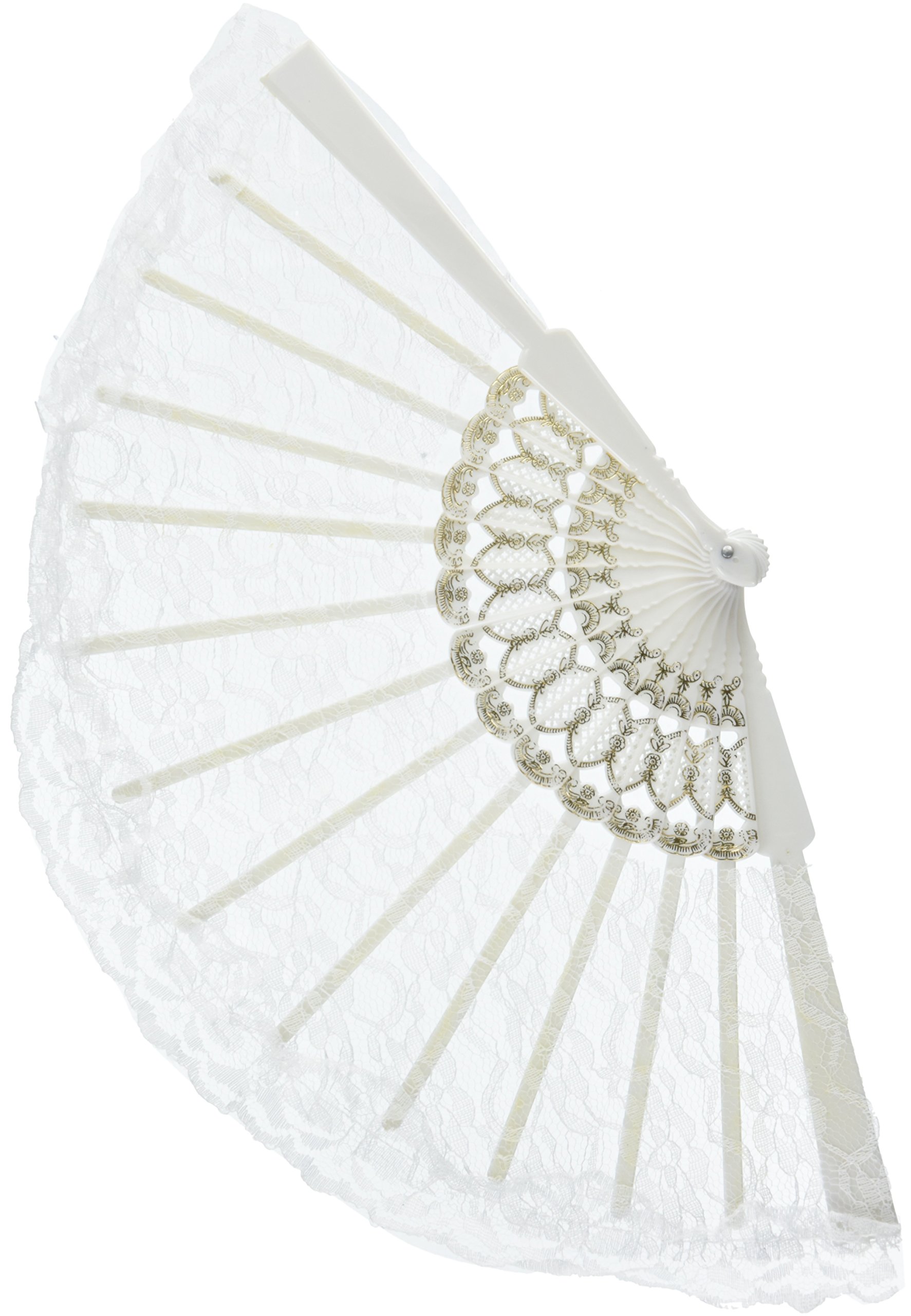 Sexy Lace Fan for Costumes - Elegant White Hand Fan for Burlesque, Flapper, and Cabaret Performances - Perfect for Halloween, Cosplay, and Themed Parties