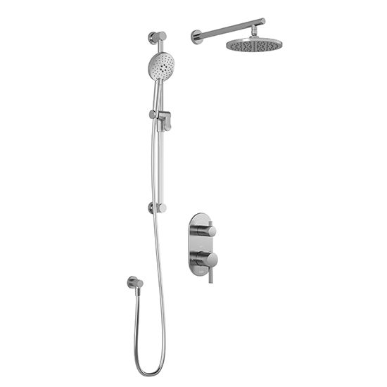 KALIA ROUNDONE TD2 Chrome Wall Arm for 2-Way Shower Systems - Bathroom Shower Fixture with Adjustable Angle for Modern Home & Spa Experience