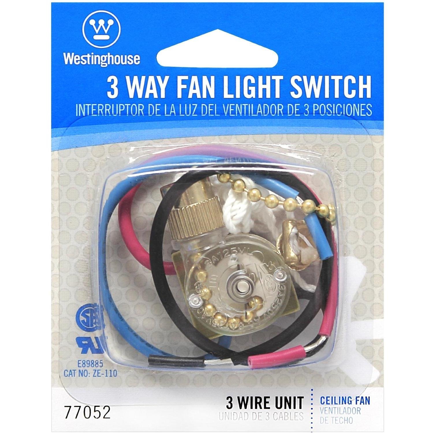 Westinghouse 7705200 3-Way Fan and Light Switch - 1 Pack - Perfect for Home, Office, and Commercial Lighting Control