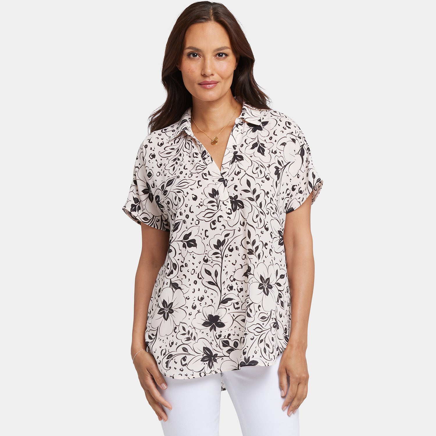 Becky Short Sleeve Blouse - Luna Flores Floral Print Top for Women | Casual Office Wear & Summer Outfits