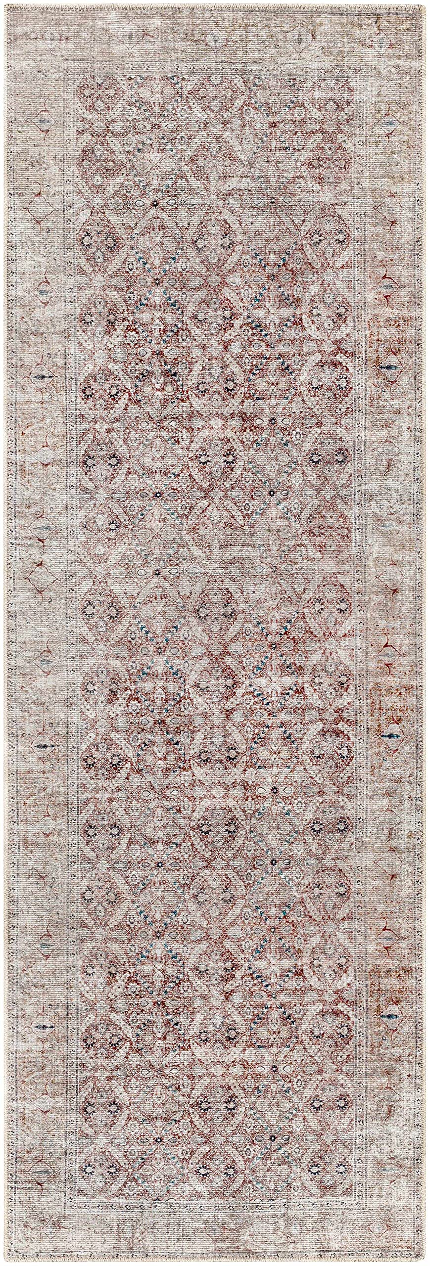 Hauteloom Tapia Washable Area Rug for Living Room & Bedroom - Blue, Gray, Red - 8'10