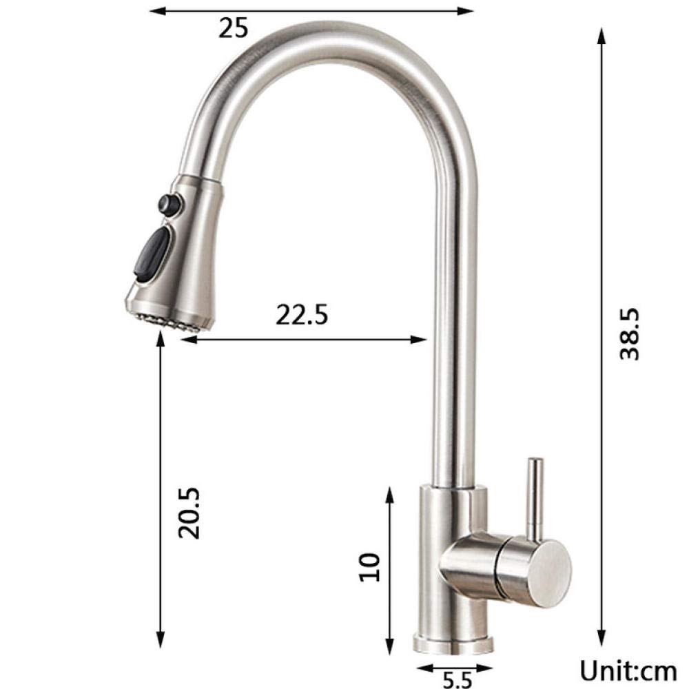 3-in-1 Pull Out Kitchen Faucet with Sprayer - Hot & Cold Water Mixer Tap - 3 Function Spray Modes (Stream/Spray/Pause) - Perfect for Washing Dishes, Filling Pots & Cleaning Sinks