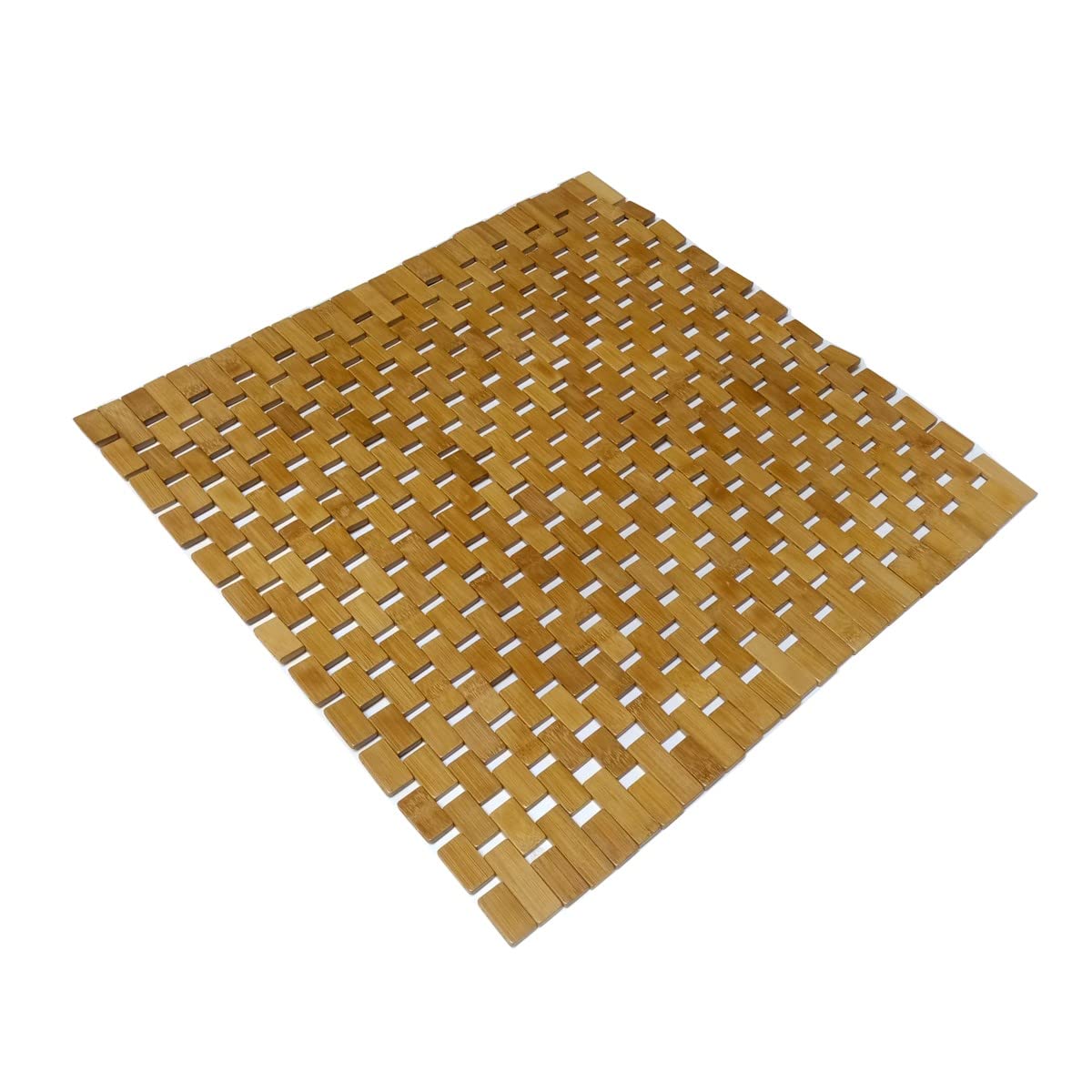 Premium 23.6x23.6 Inch Bamboo Bath Mat - Natural Square Non-Slip Shower Rug | Foldable Waterproof Bathroom Floor Mat for Bathtub, Spa, Sauna & Hot Tub | Perfect for Bathroom Safety & Luxury Home Decor
