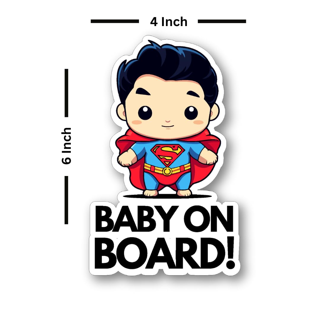 Baby on Board Car Stickers - Pack of 2 Adhesive Decals for Child Safety | Super Baby Design for Rear Windows & Family Vehicles | Perfect for New Parents & School Drop-Offs