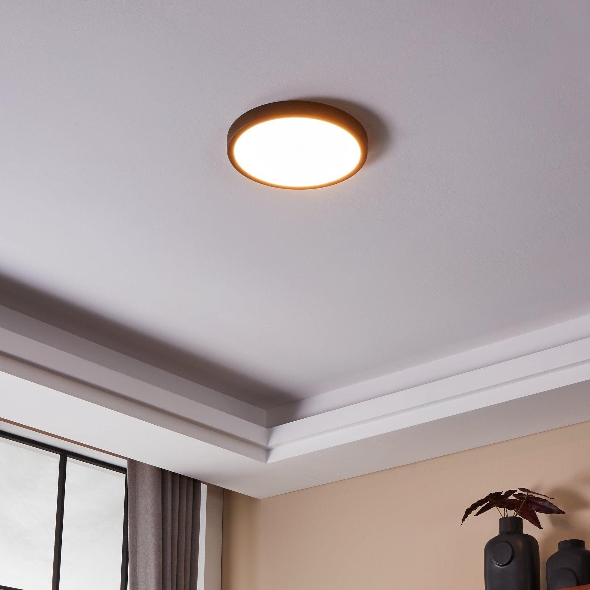 Eglo Connect Fueva Z Smart LED Black Flush Mount Ceiling Light - Dimmable WiFi-Enabled for Bedroom, Living Room & Kitchen Lighting